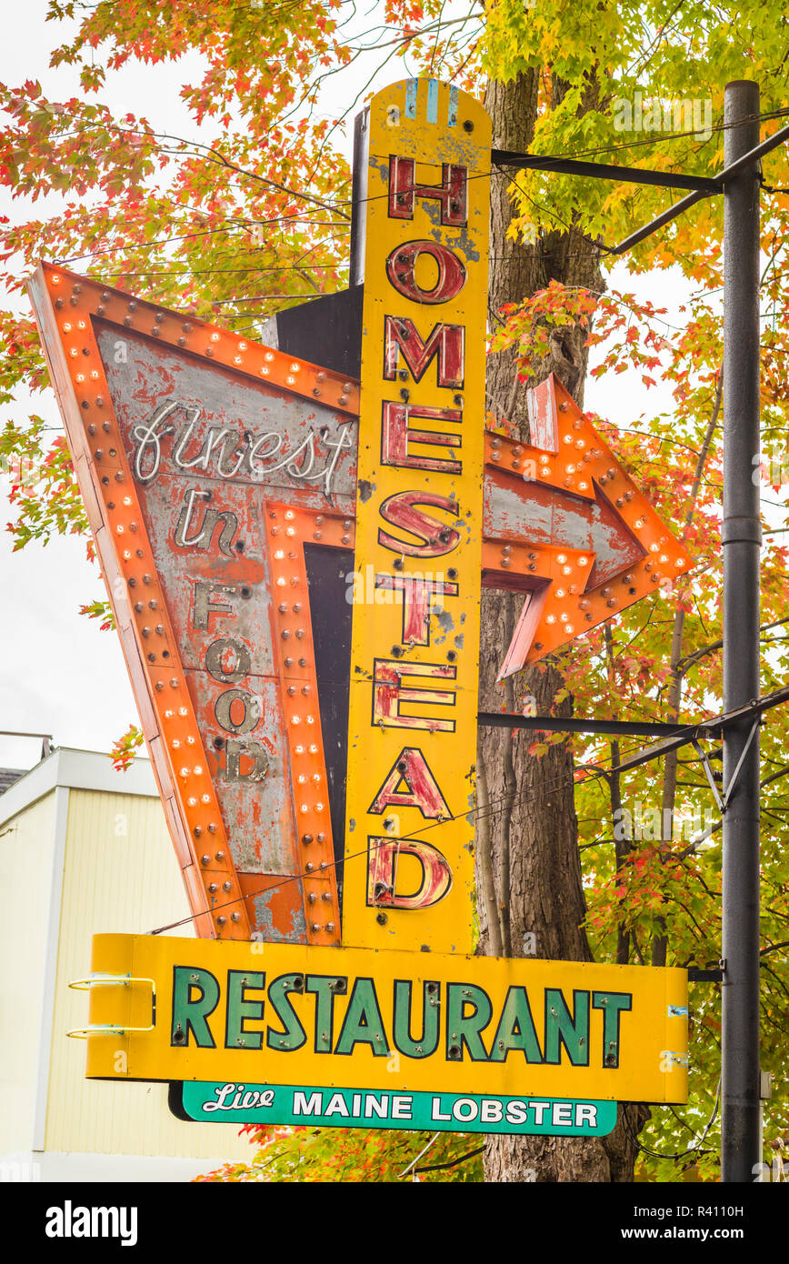 USA, New York, Thousand Islands Region, Alexandria Bay, antique restaurant sign Stock Photo
