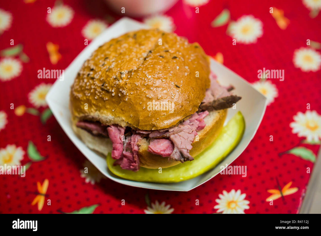 USA, Western New York, Buffalo, traditional Buffalo Beef on Weck sandwich Stock Photo Alamy