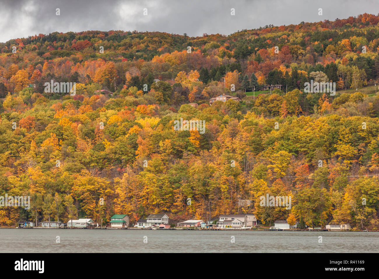 USA, New York, Finger Lakes Region, Hammondsport, Keuka Lake, autumn