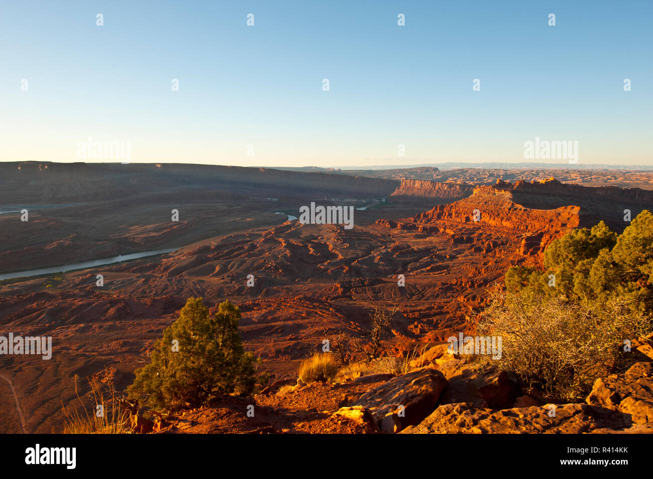USA, Utah. Canyonlands National Park. Anticline Overlook, Colorado River Valley Stock Photo