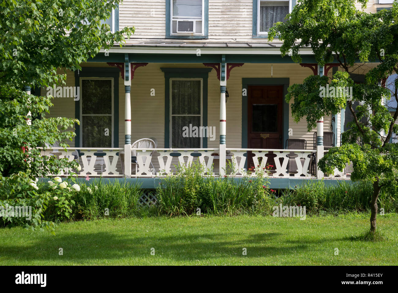 Front porch on clapboard house in Randolph, Vermont Stock Photo Alamy