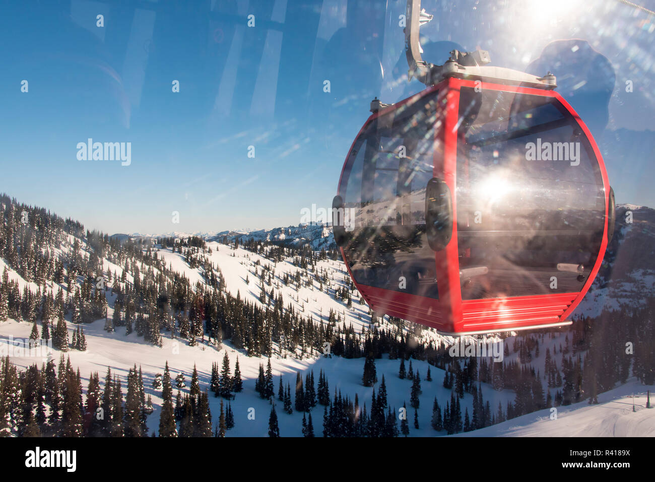 USA, Washington State, Crystal Mountain Resort. Gondola steep 2500 feet