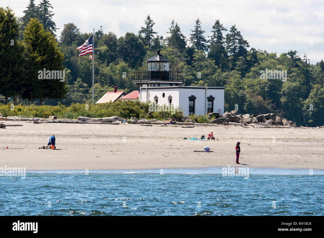 USA, Washington State, Kitsap County. Point No Point State Park Hansville. Oldest lighthouse in Puget Sound Stock Photo