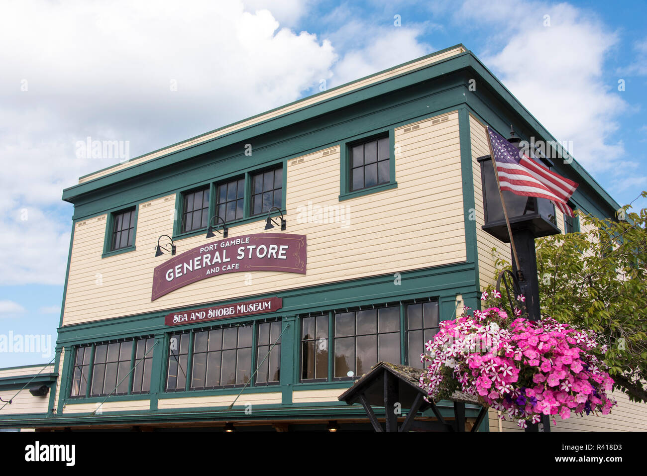 USA, Washington State, Port Gamble General Store also houses museum and restaurant Stock Photo