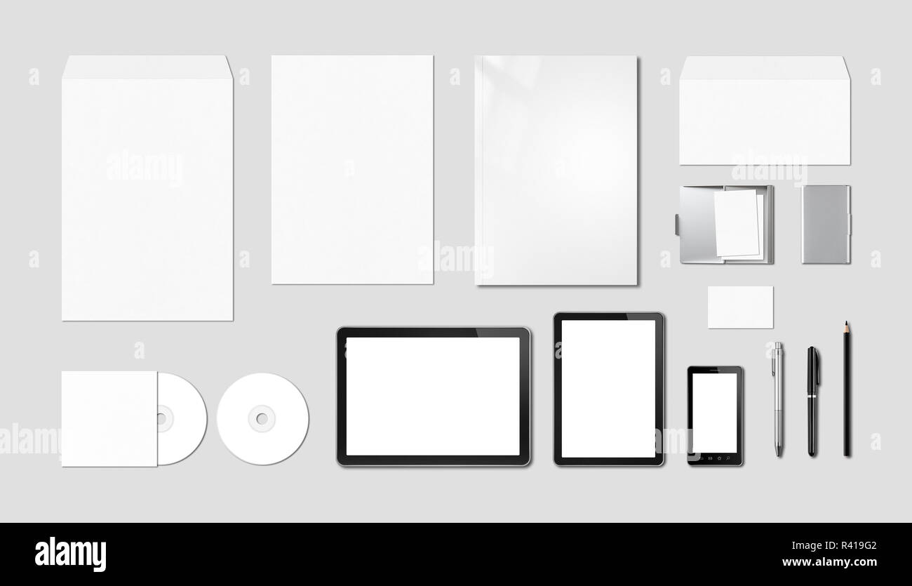 Download Corporate Branding Mockup Template Grey Background Stock Photo Alamy PSD Mockup Templates