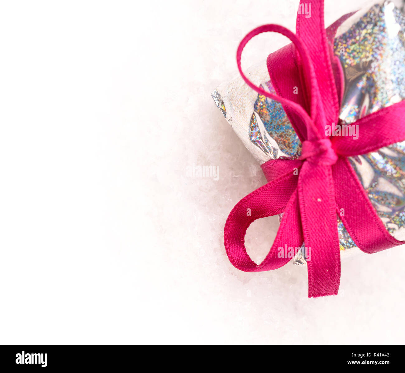 Gift box with a pink bow Stock Photo