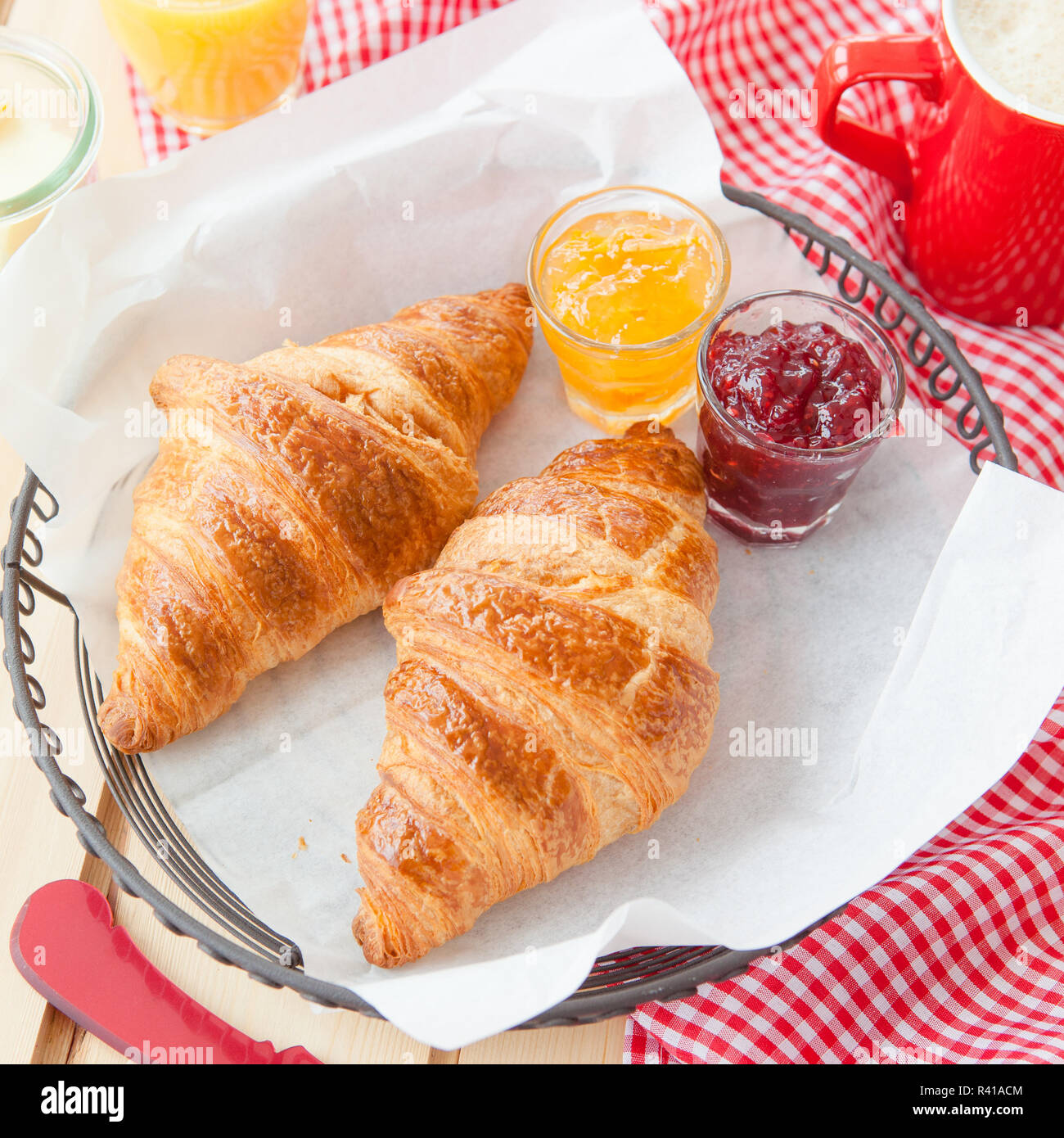 fresh croissants for breakfast Stock Photo