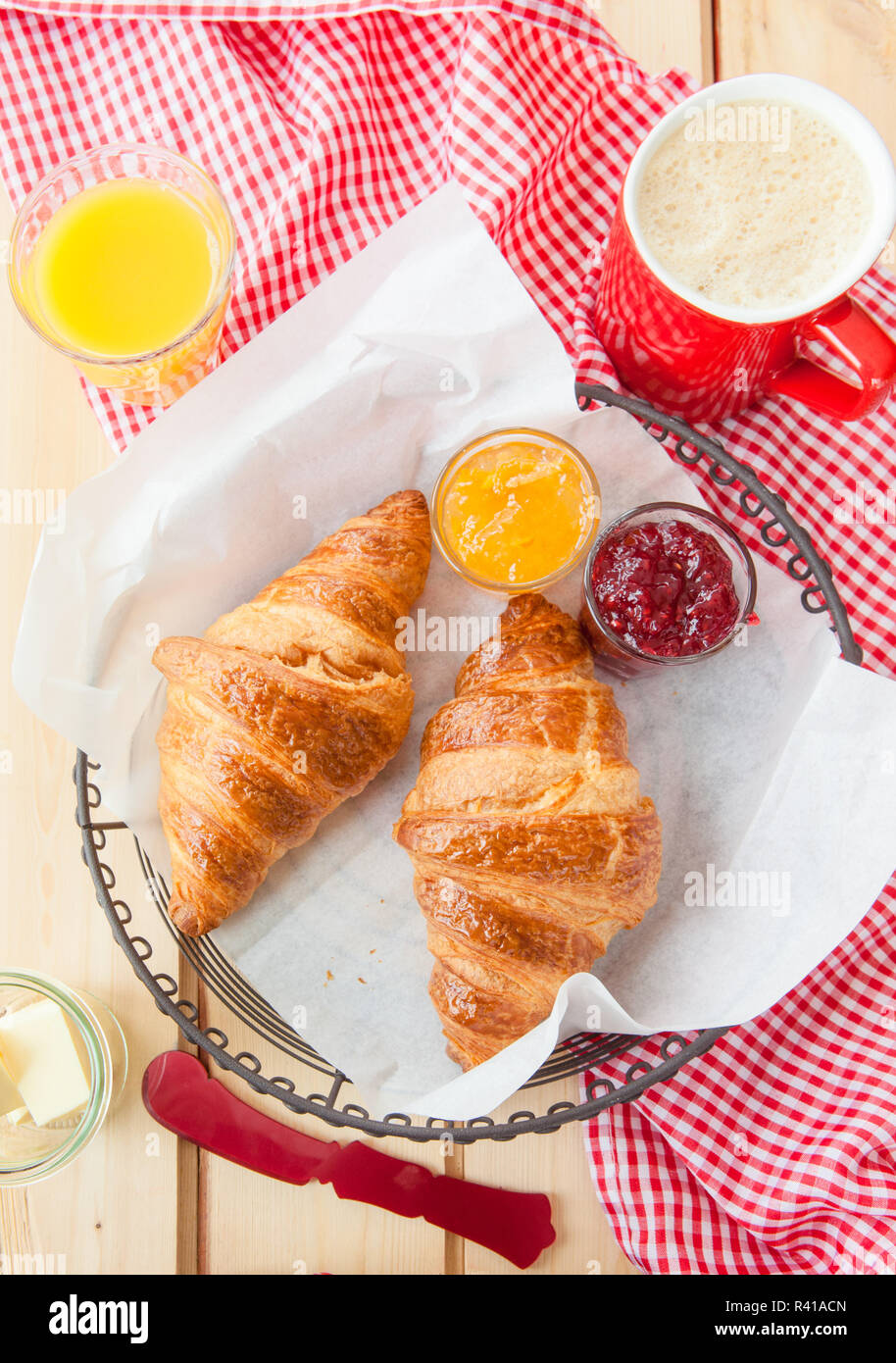 fresh croissants for breakfast Stock Photo
