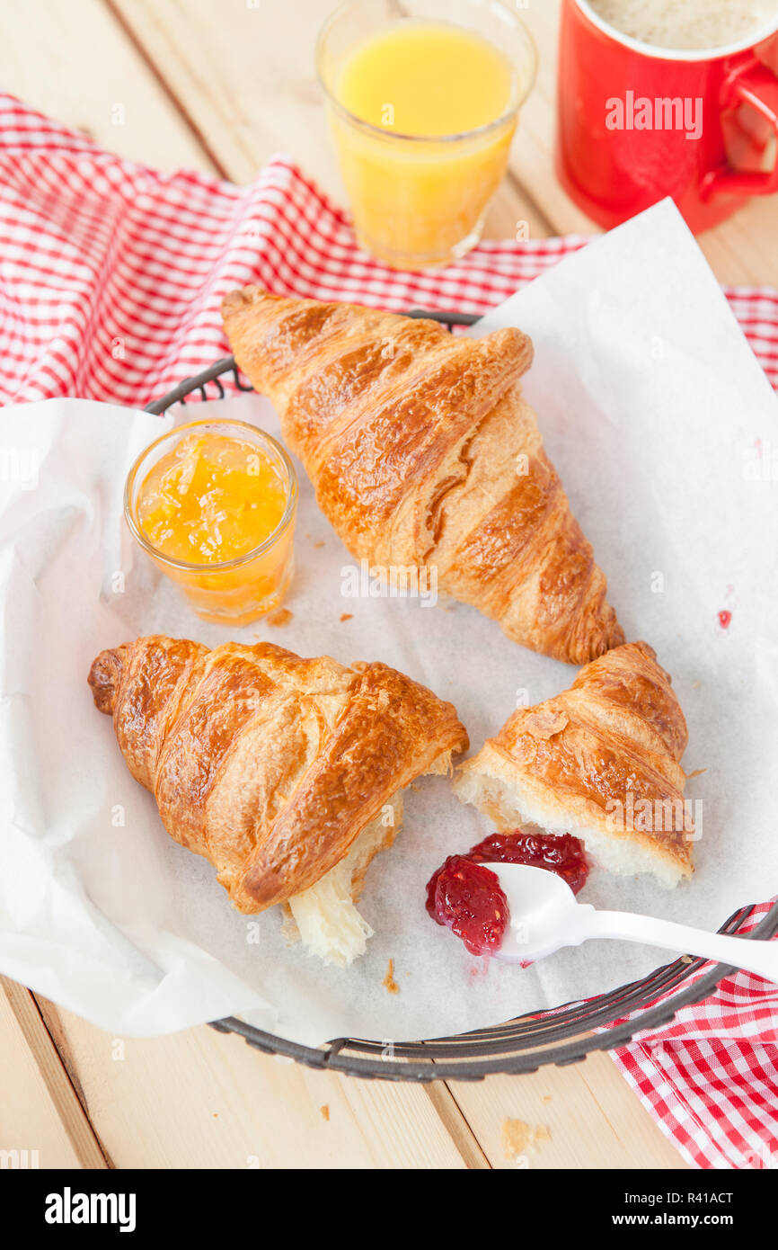 fresh croissants for breakfast Stock Photo