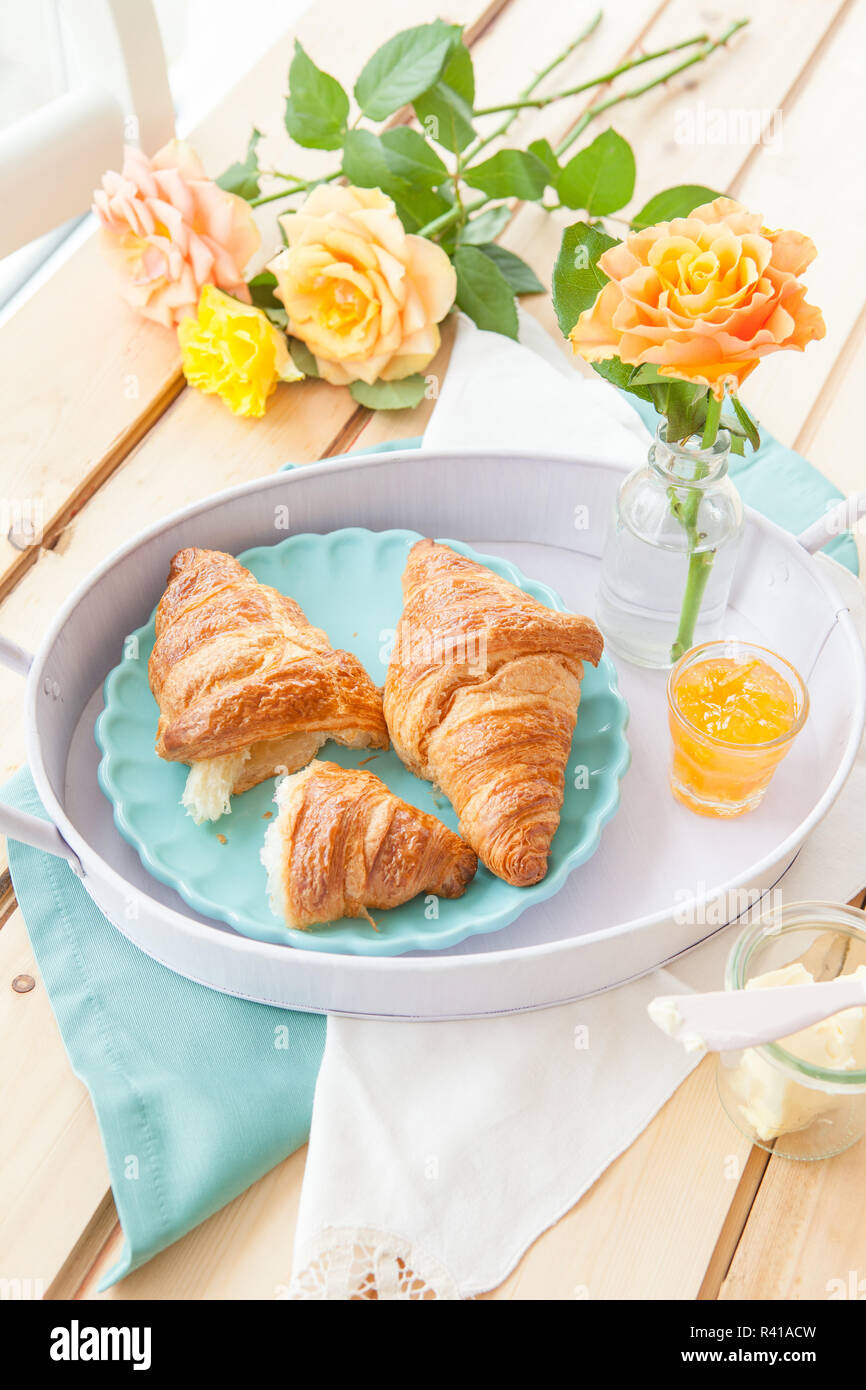fresh croissants for breakfast Stock Photo