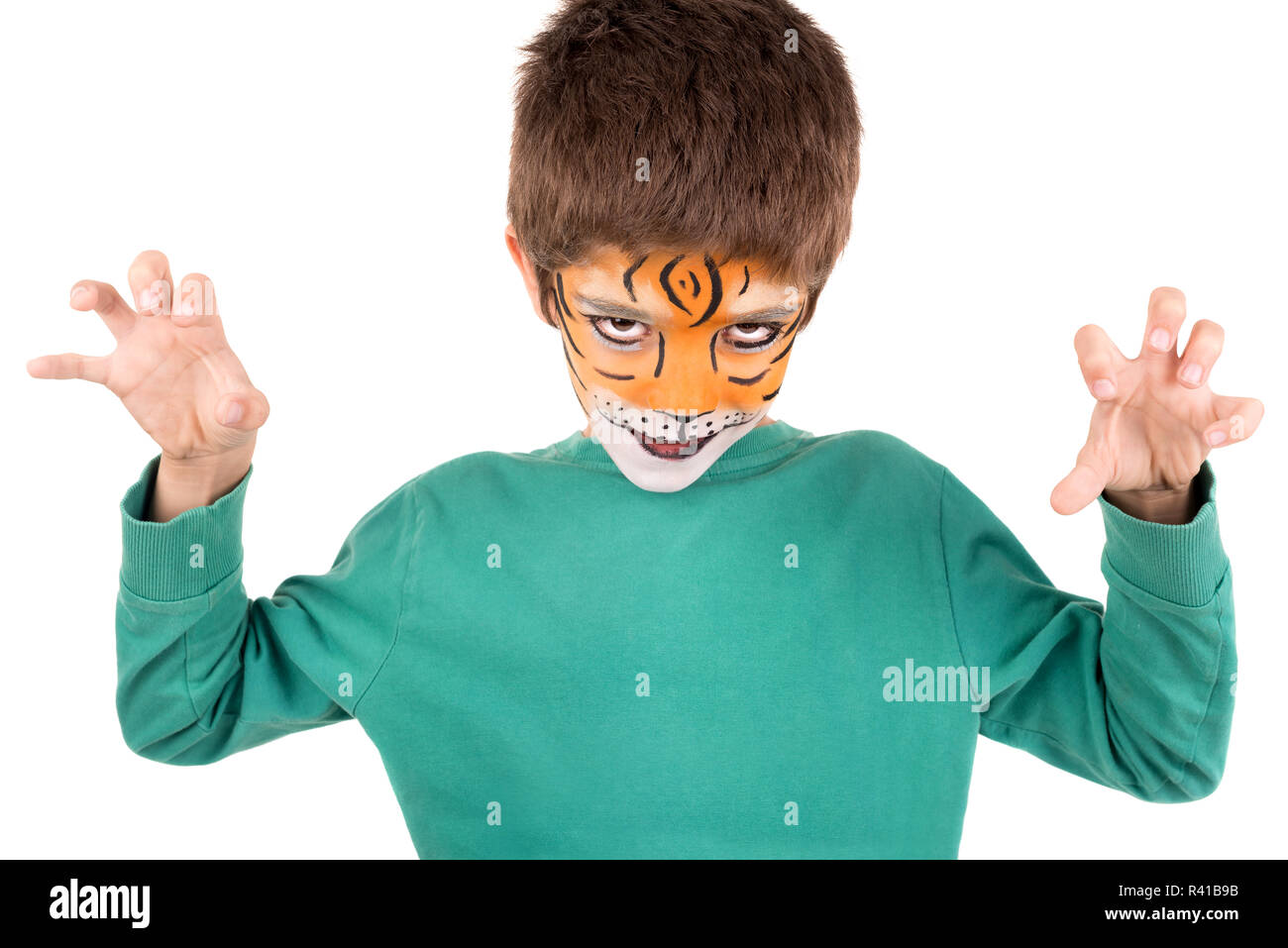 Tiger facepaint stock photo. Image of child, fashion - 48306404