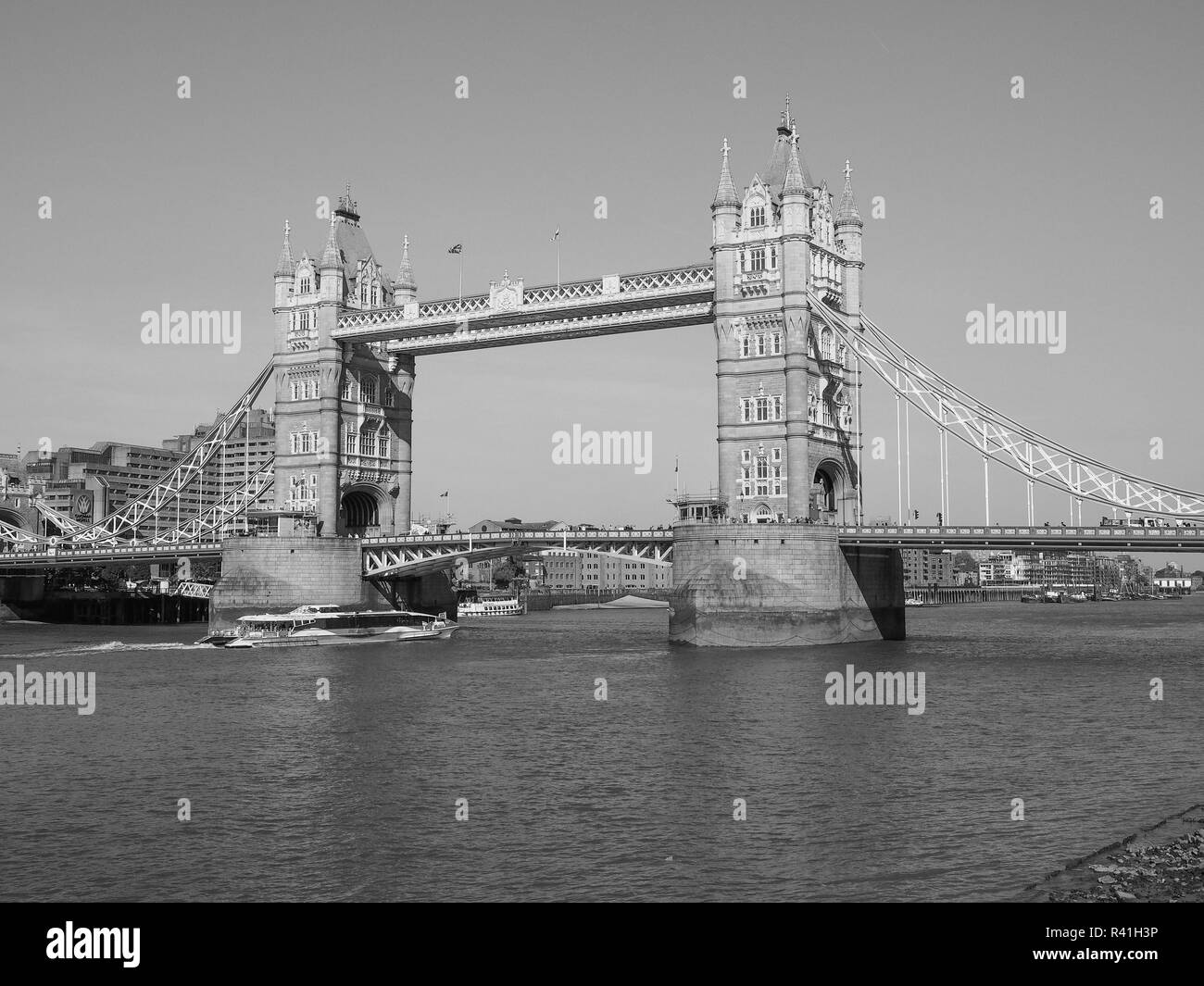 Black and white Tower Bridge in London Stock Photo - Alamy