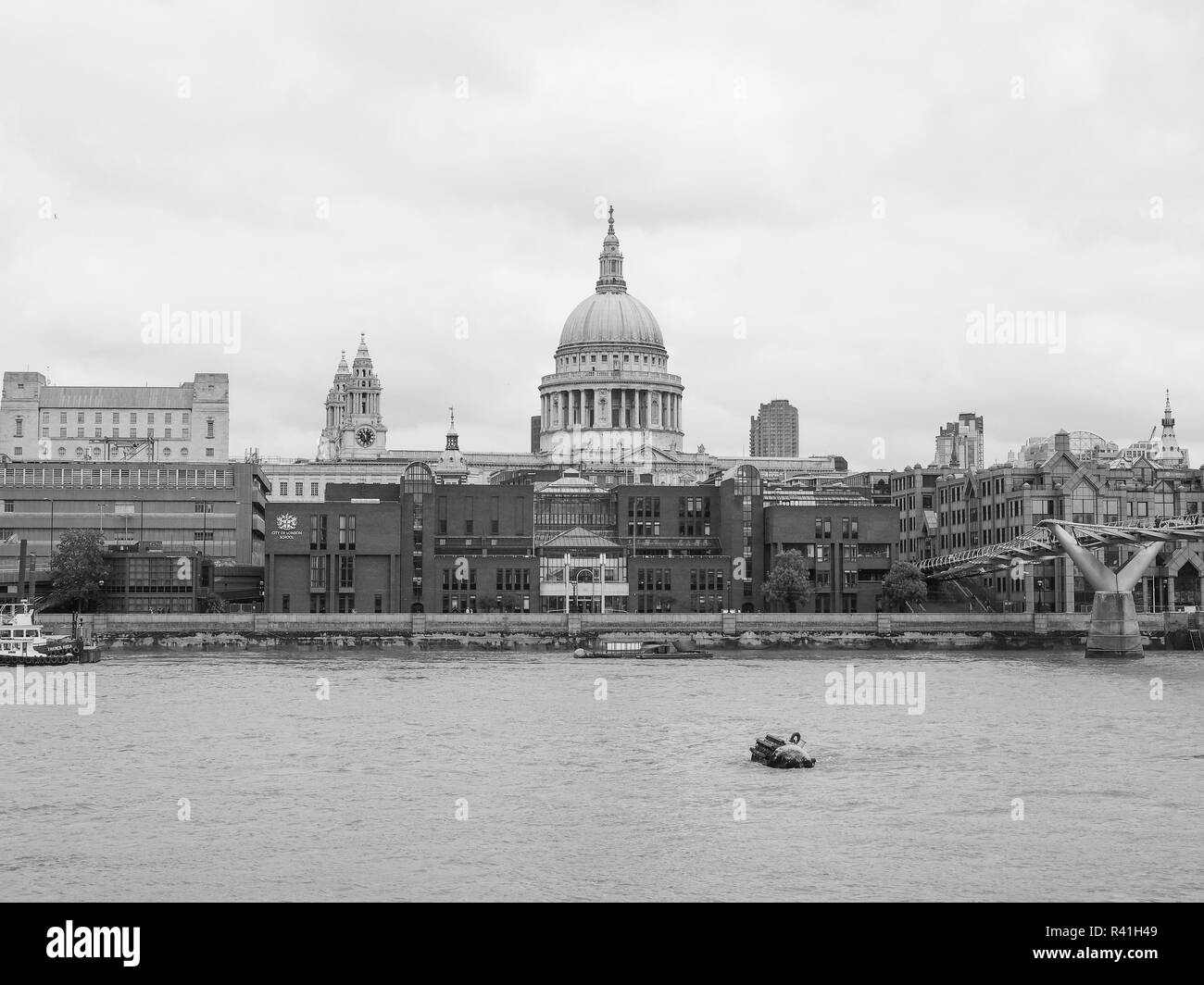 Black and white River Thames in London Stock Photo - Alamy