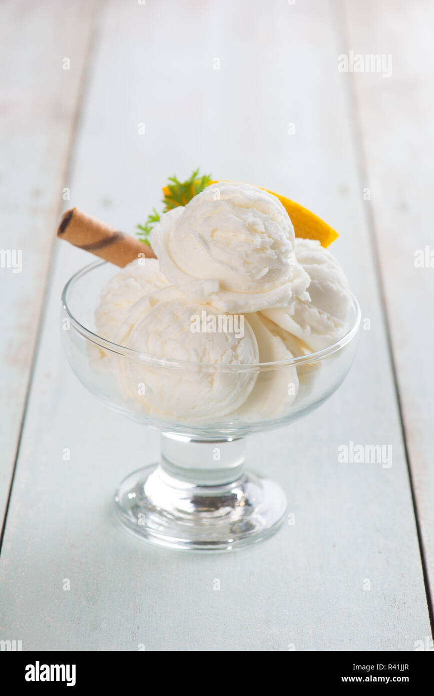 vanilla ice cream with background Stock Photo - Alamy