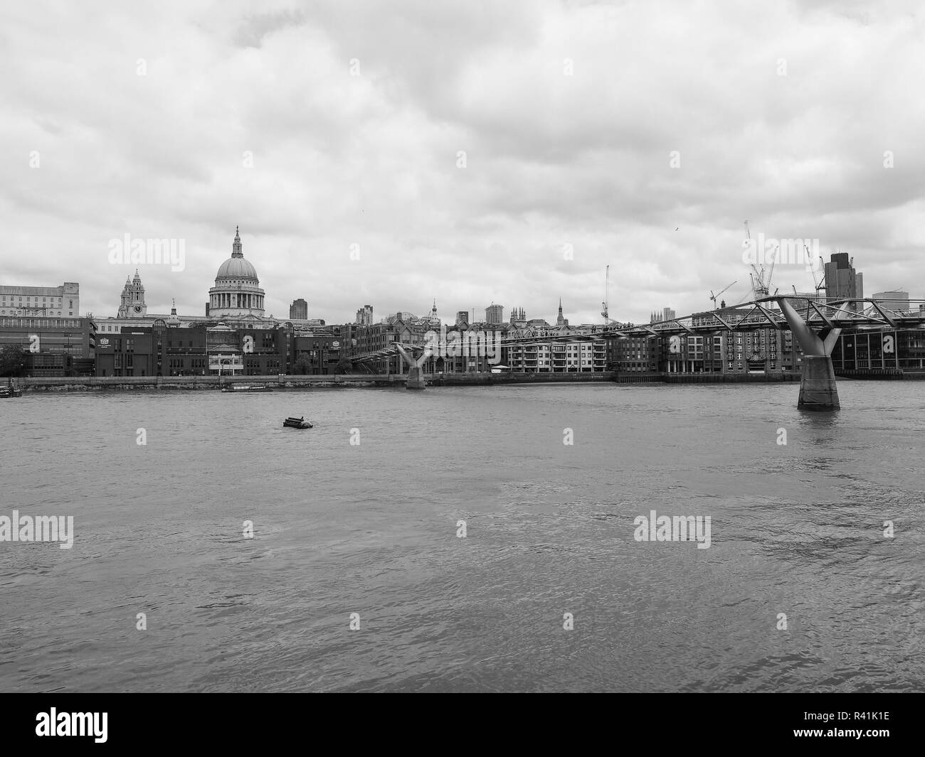 Black and white River Thames in London Stock Photo - Alamy