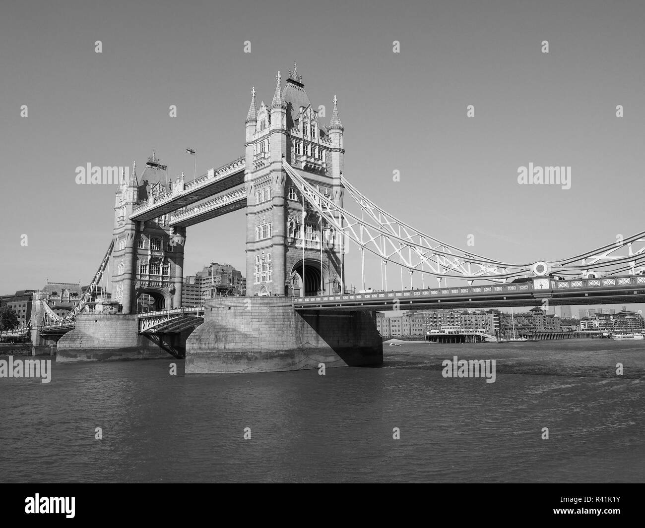 Black and white Tower Bridge in London Stock Photo - Alamy