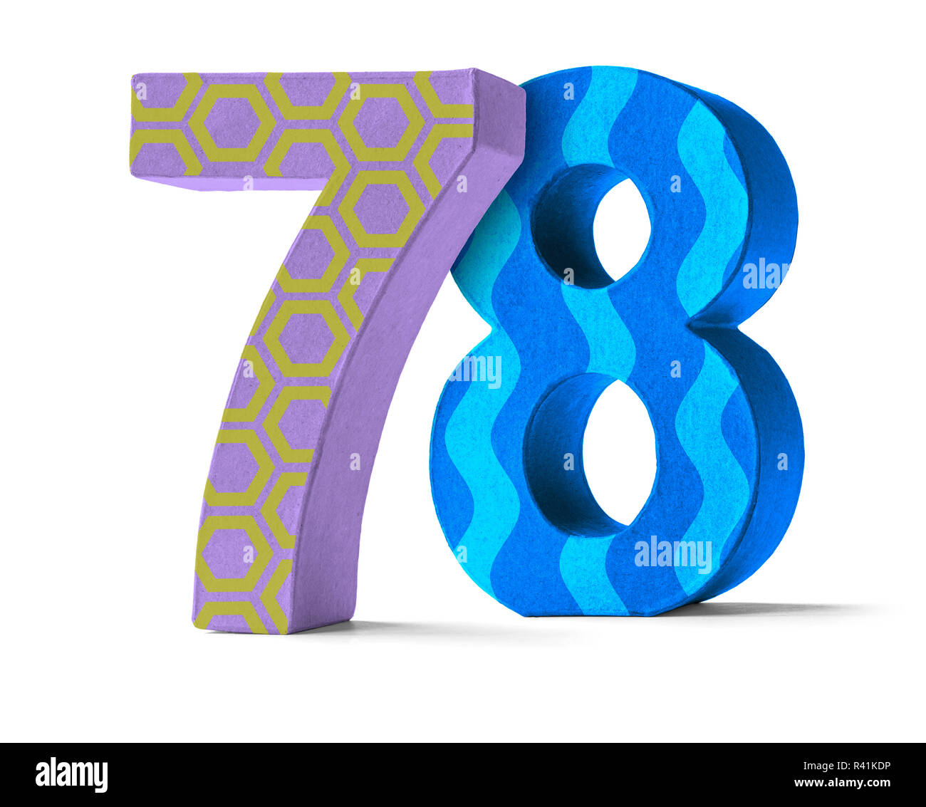 colorful number of cardboard - number 78 Stock Photo