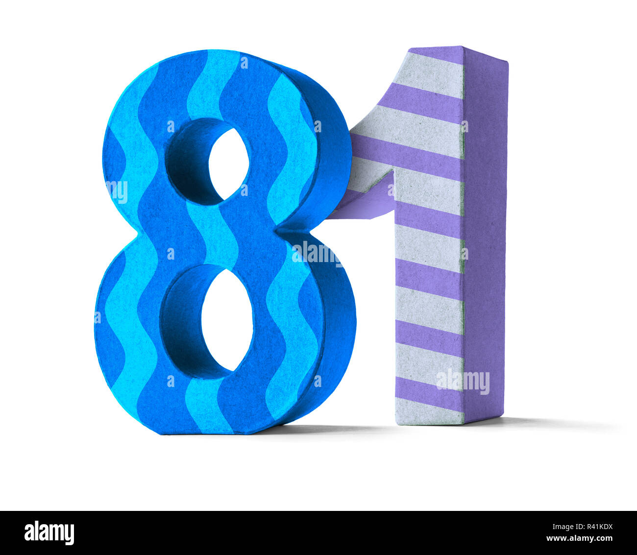 colorful cardboard number 81 Stock Photo