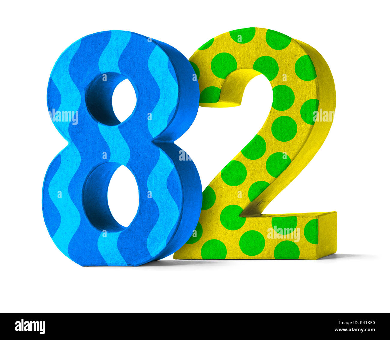 colorful number of cardboard - number 82 Stock Photo - Alamy