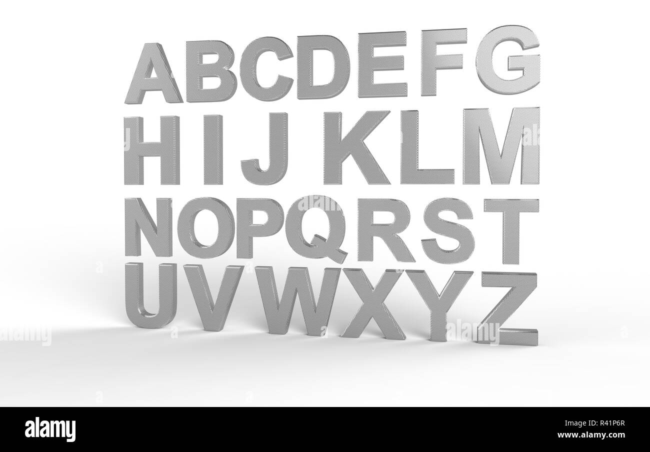 3D font, big white letters standing Stock Photo