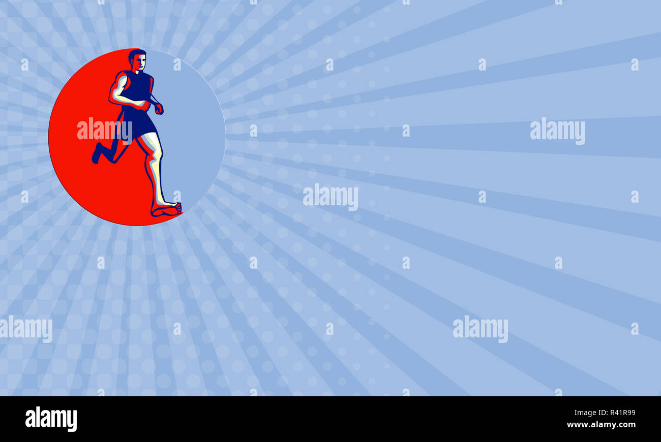 Business card Barefoot Runner Running Front Circle Stock Photo Alamy