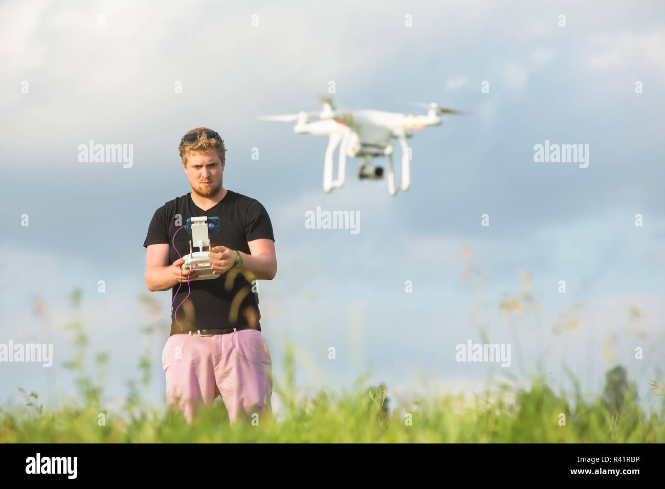 Man Controlling a Drone Stock Photo - Alamy