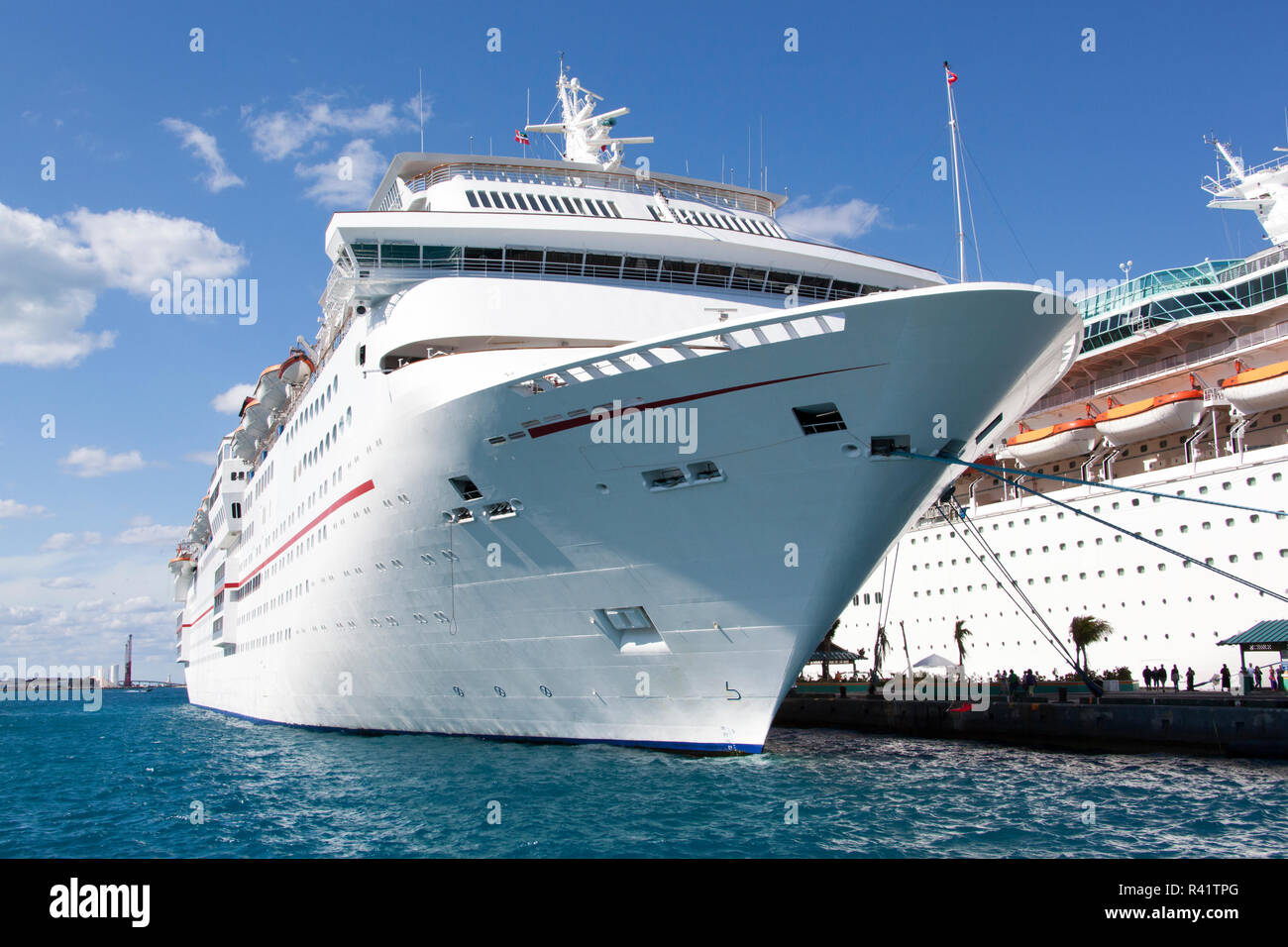 Cruise liners moored in Nassau city port, the most popular tourist ...