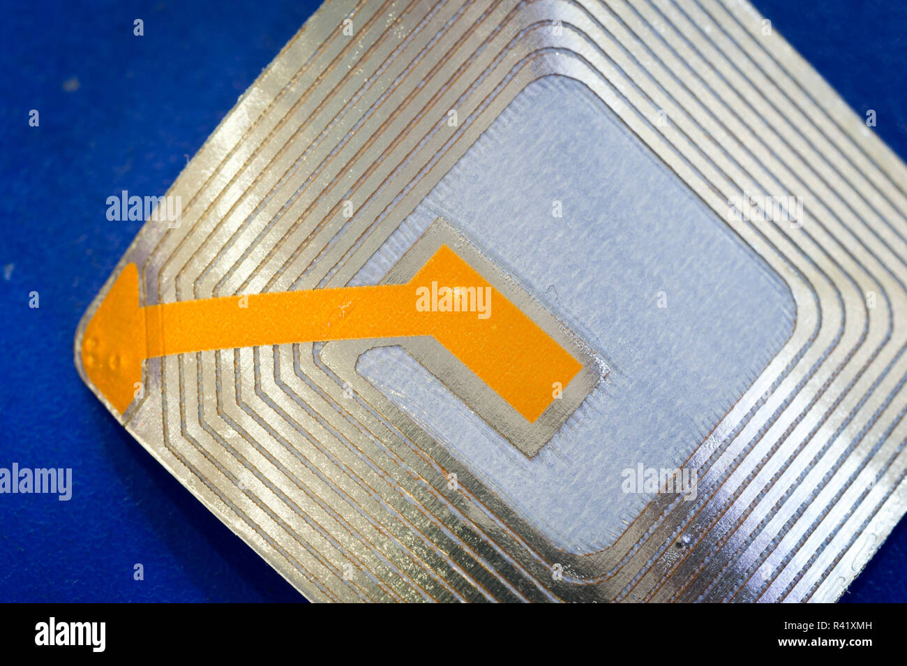 Close up of RFID tags used for tracking and identification purposes and as an anti-theft system in commerce and retail. Stock Photo