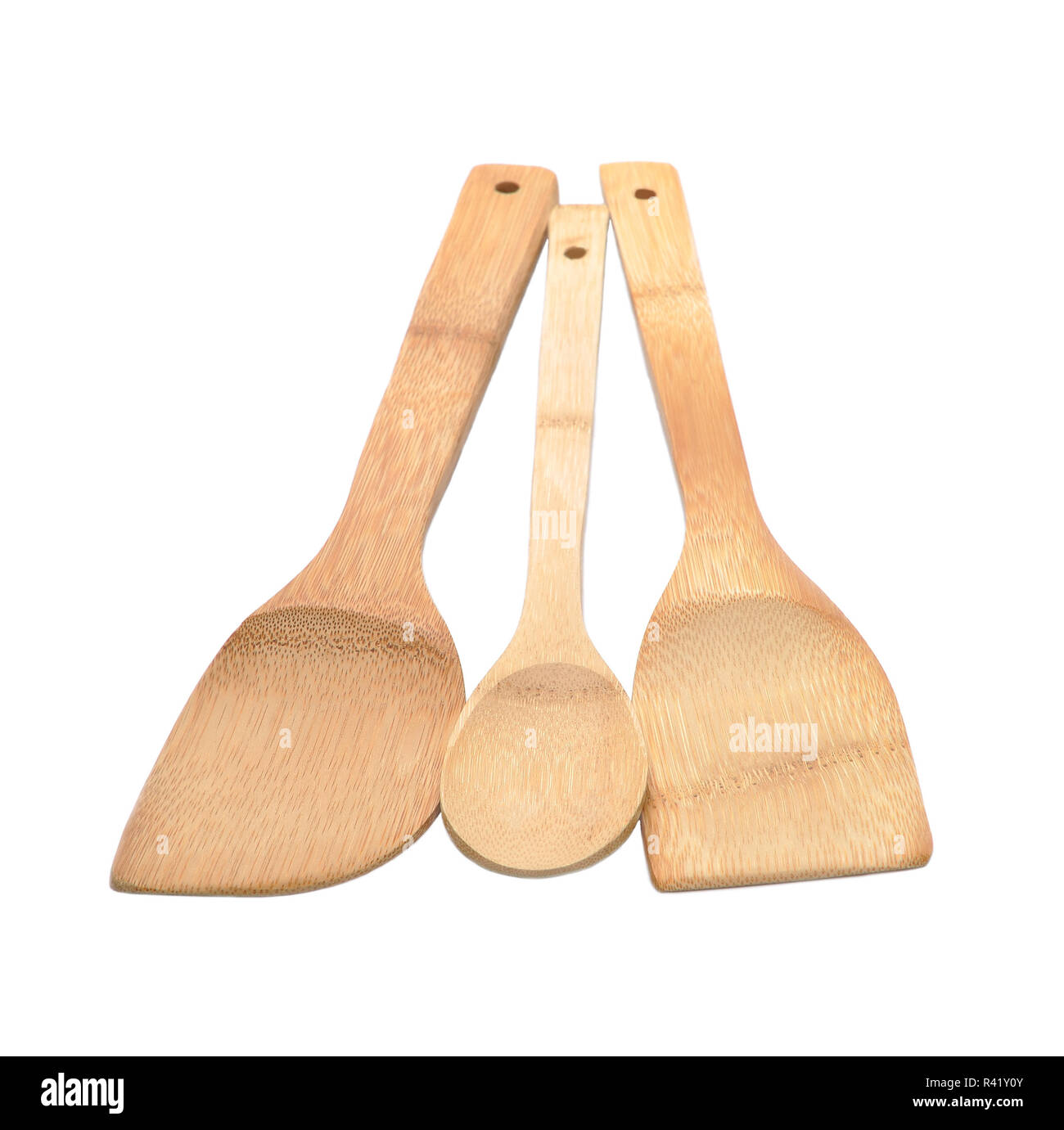 Wooden spoon and spatulas isolated on white background Stock Photo Alamy
