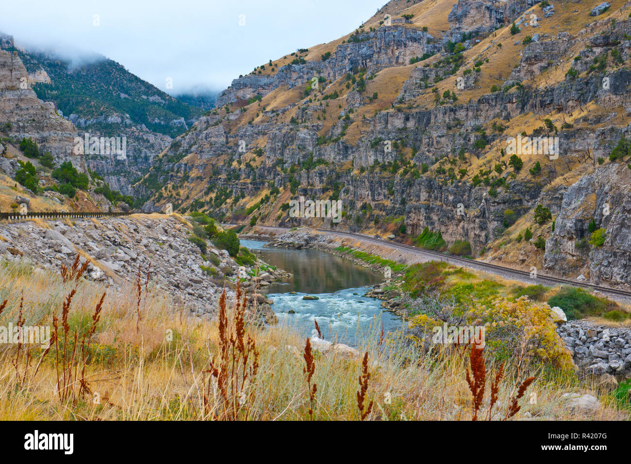 USA, Wyoming. Wind River Canyon, Bighorn River Stock Photo
