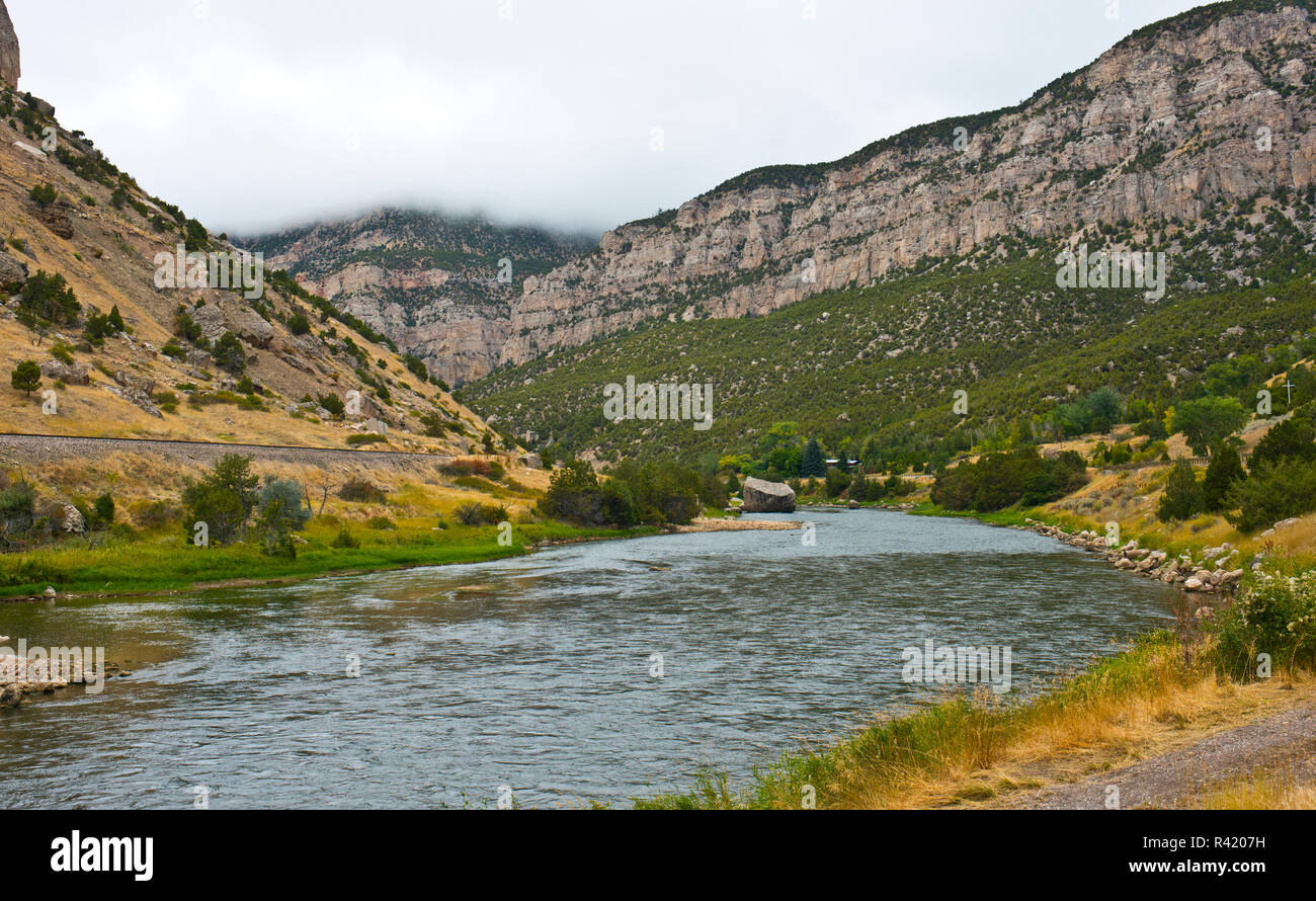 USA, Wyoming. Wind River Canyon, Bighorn River Stock Photo