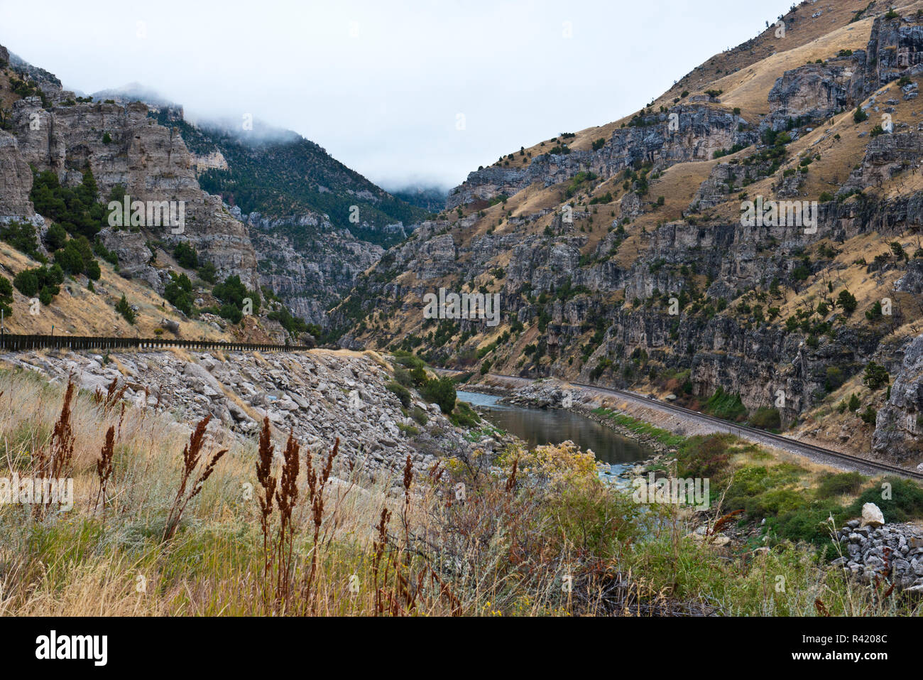 USA, Wyoming. Wind River Canyon, Big Horn River Stock Photo