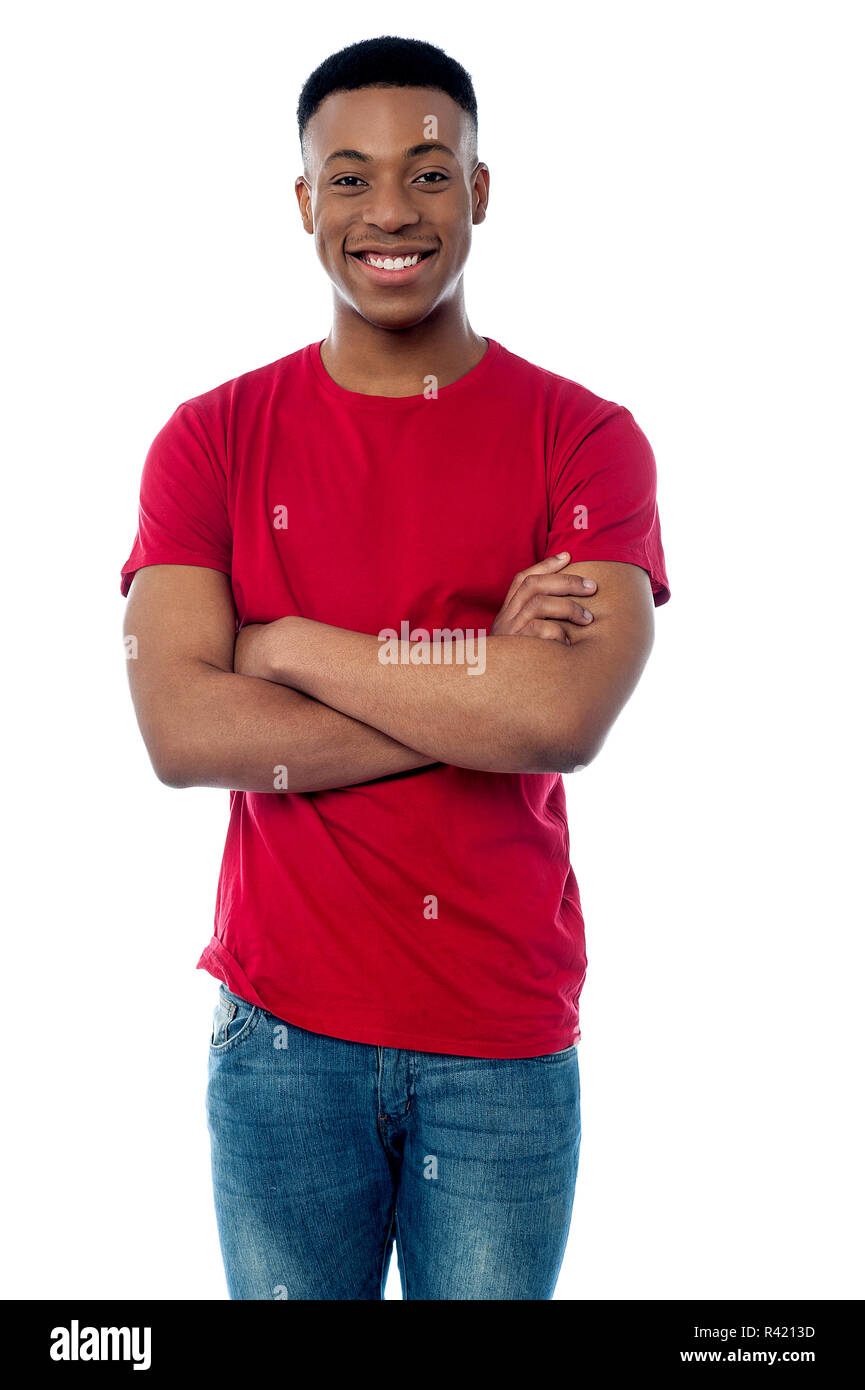Young guy posing to the camera over white Stock Photo