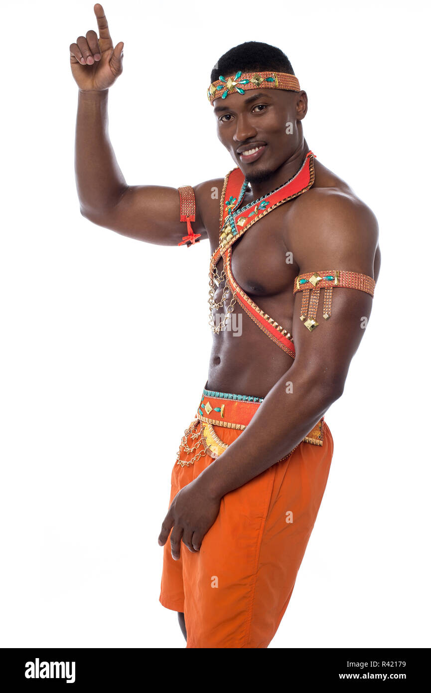 Young male samba dancer in action Stock Photo