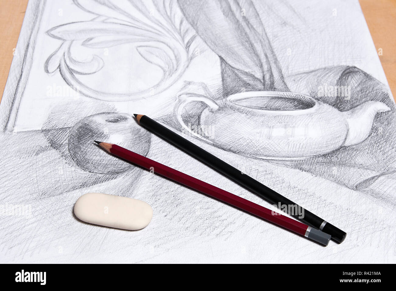 Drawing of still life by graphite pencil Stock Photo - Alamy Drawing of still life by graphite pencil Stock Photo - Alamy