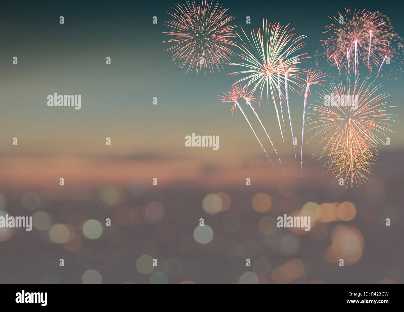 Abstract holiday background with fireworks Stock Photo - Alamy