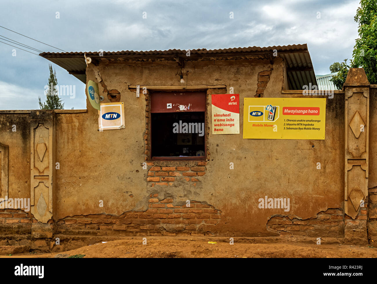 KIGALI,RWANDA - OCTOBER 18,2017: Gikondo This is an old kiosk at the corner of KK 722 Street and KK 31 Avenue.Gikondo is an older and quieter part of  Stock Photo