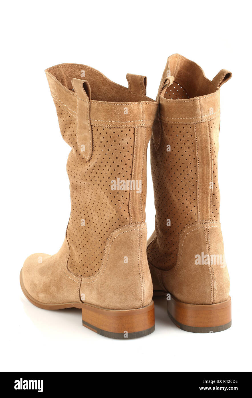 brown female boots isolated on white background Stock Photo Alamy