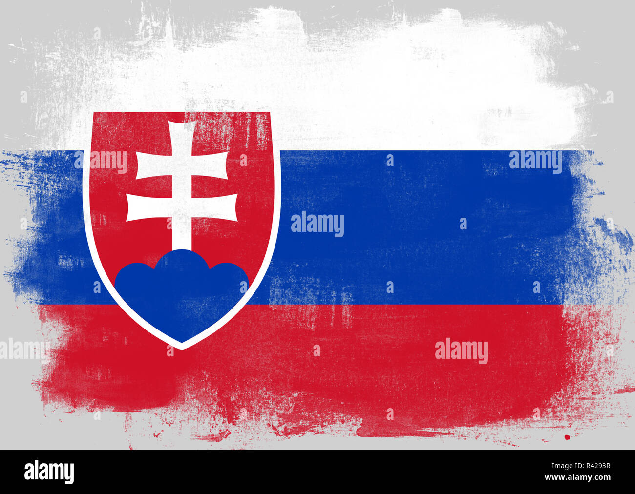 Flag Of Slovakia Painted With Brush Stock Photo Alamy
