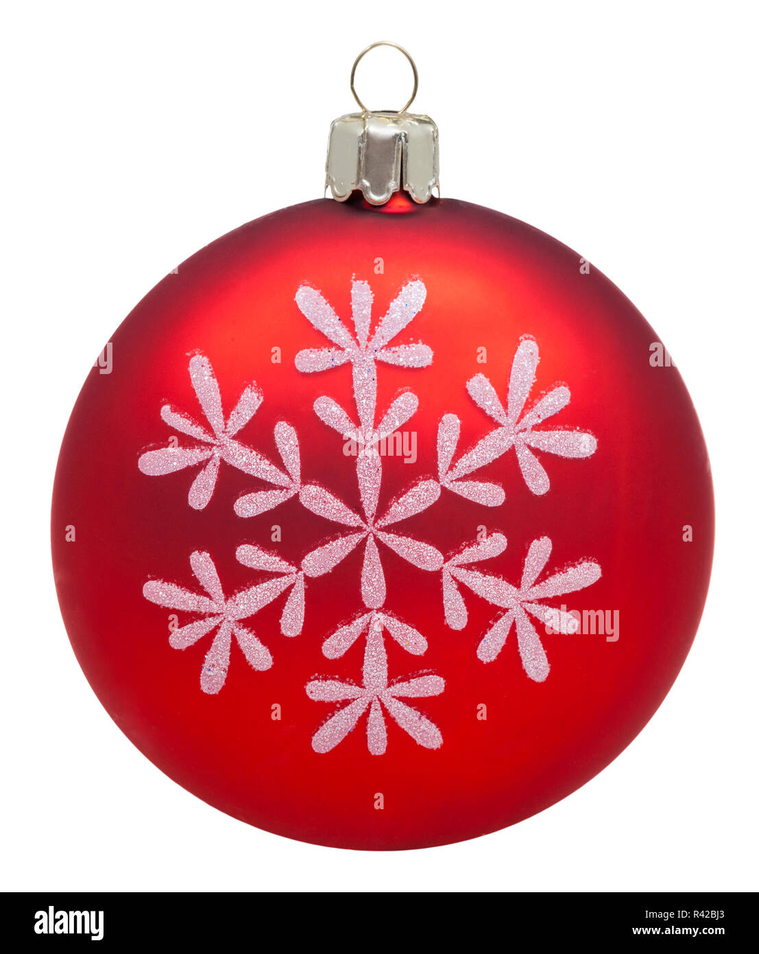 red glass ball with painted snowflake isolated Stock Photo - Alamy