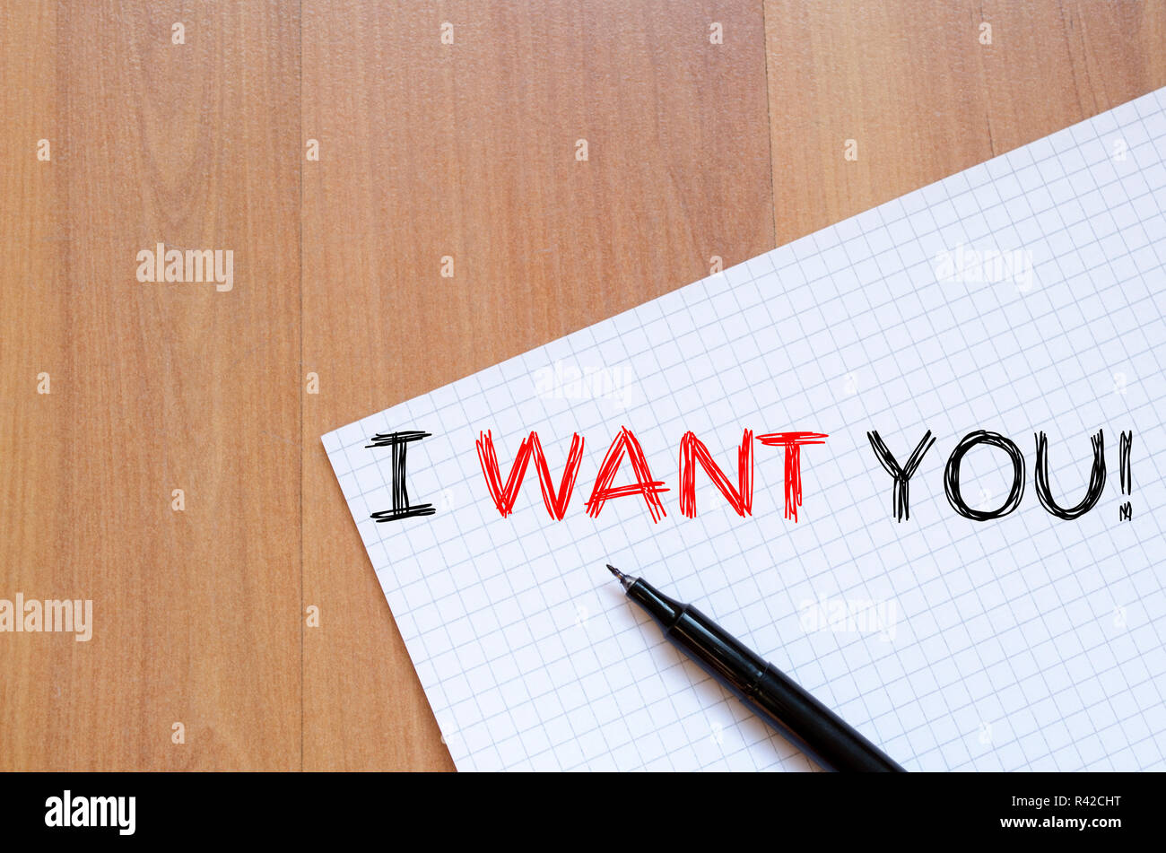 I want you write on notebook Stock Photo