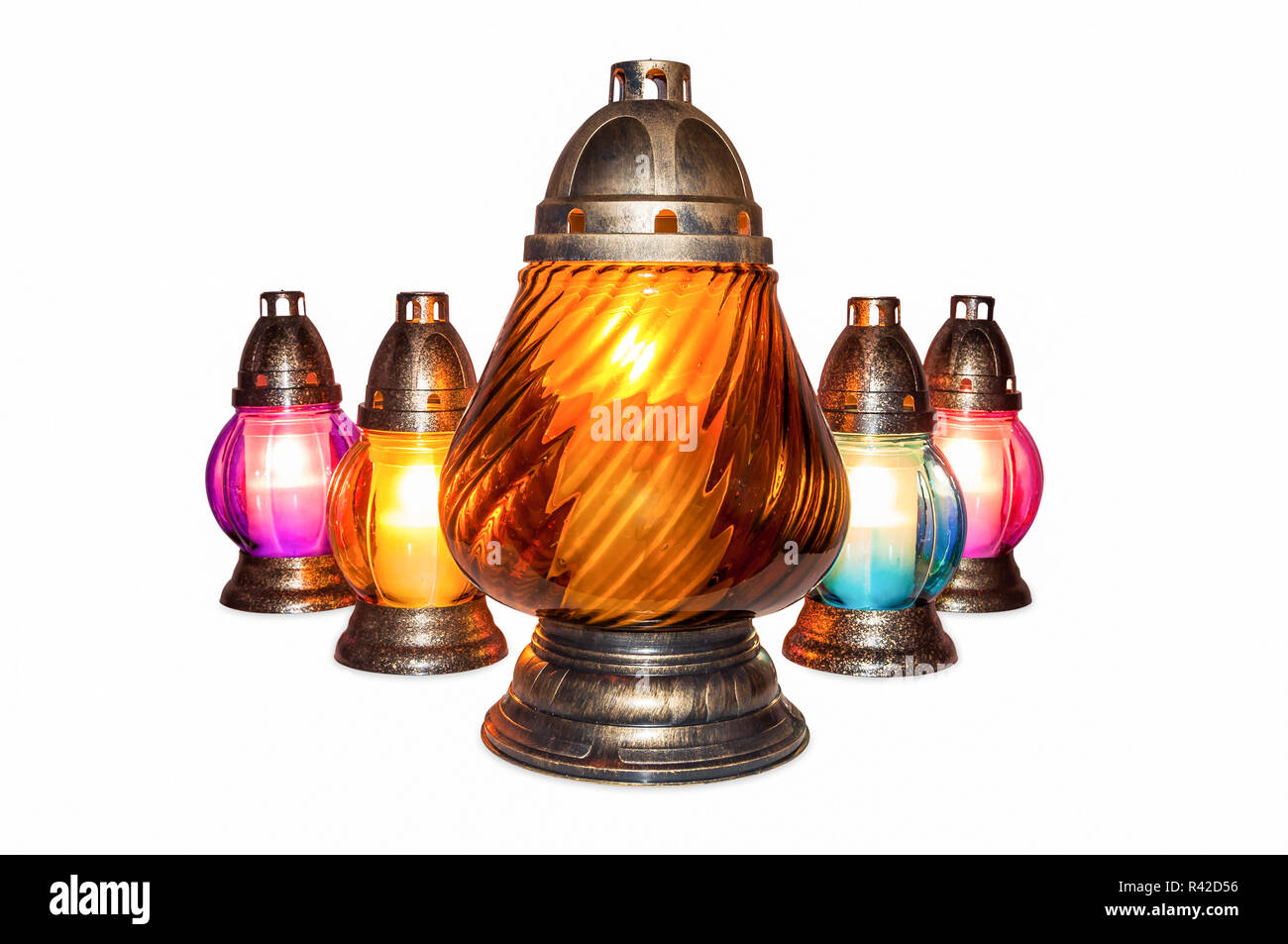 burning votive candles Stock Photo Alamy