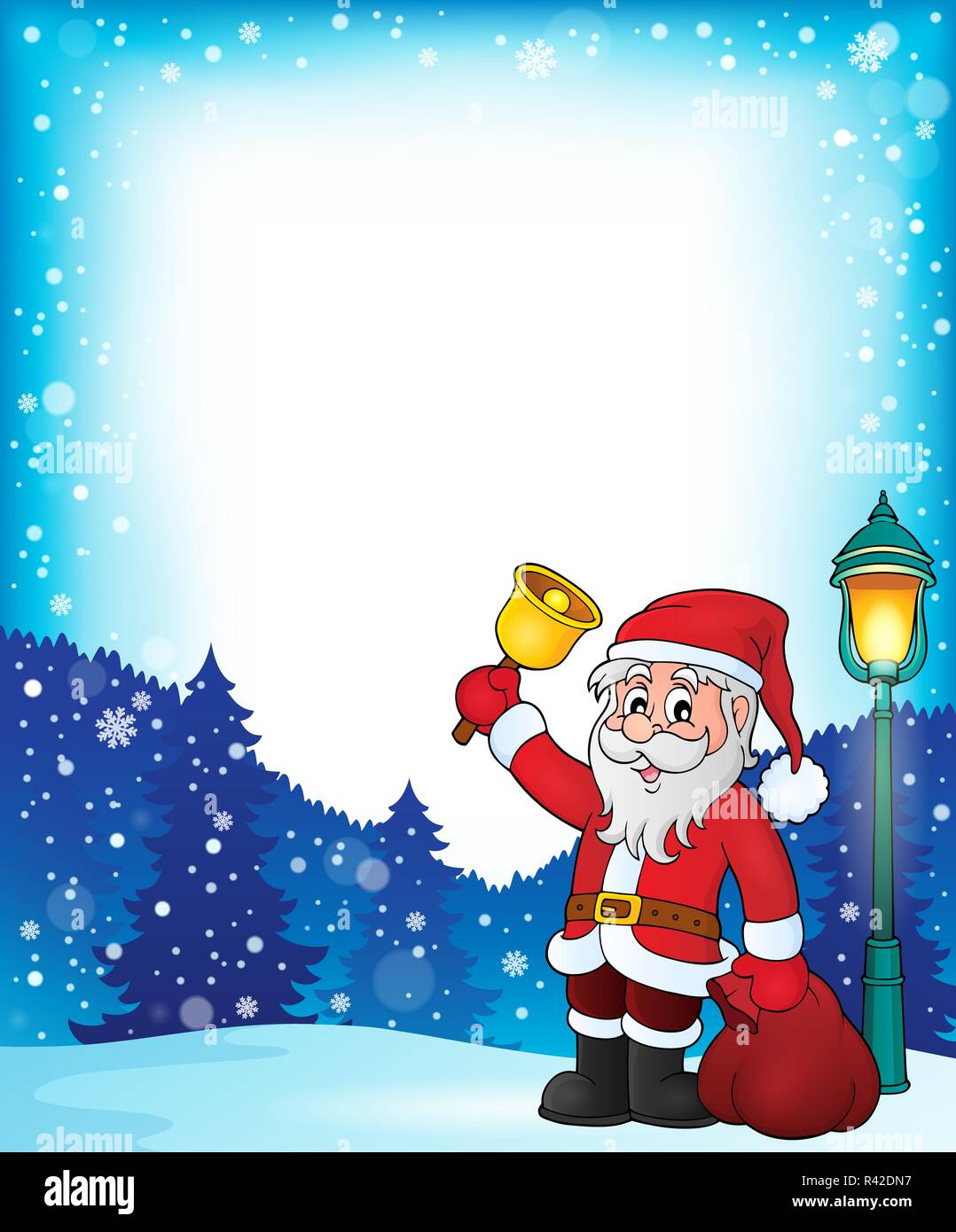 Santa Claus with bell theme frame 1 Stock Photo - Alamy