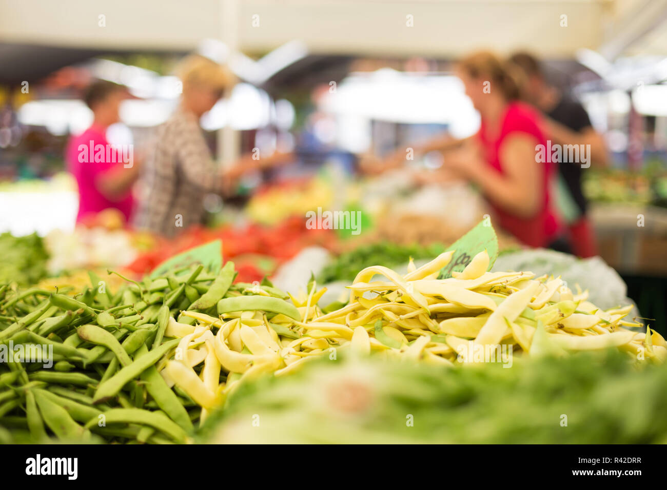 Farmers' food market stall with variety of organic vegetable Stock