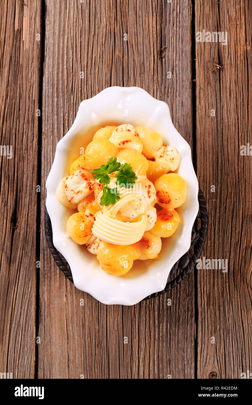 Parisian potatoes with mozzarella cheese Stock Photo - Alamy