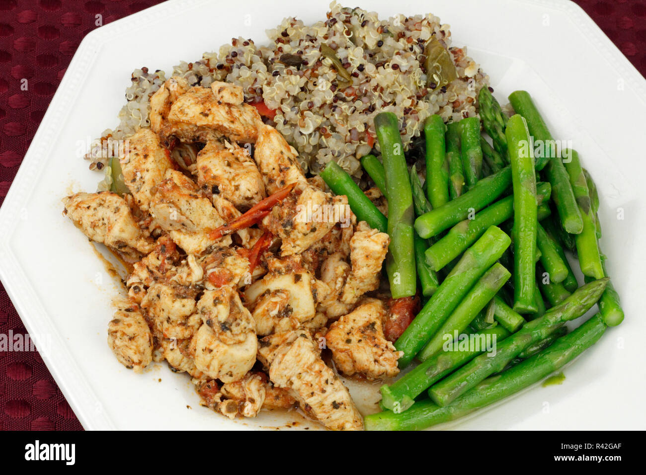Chicken with Asparagus and Quinoa Stock Photo Alamy