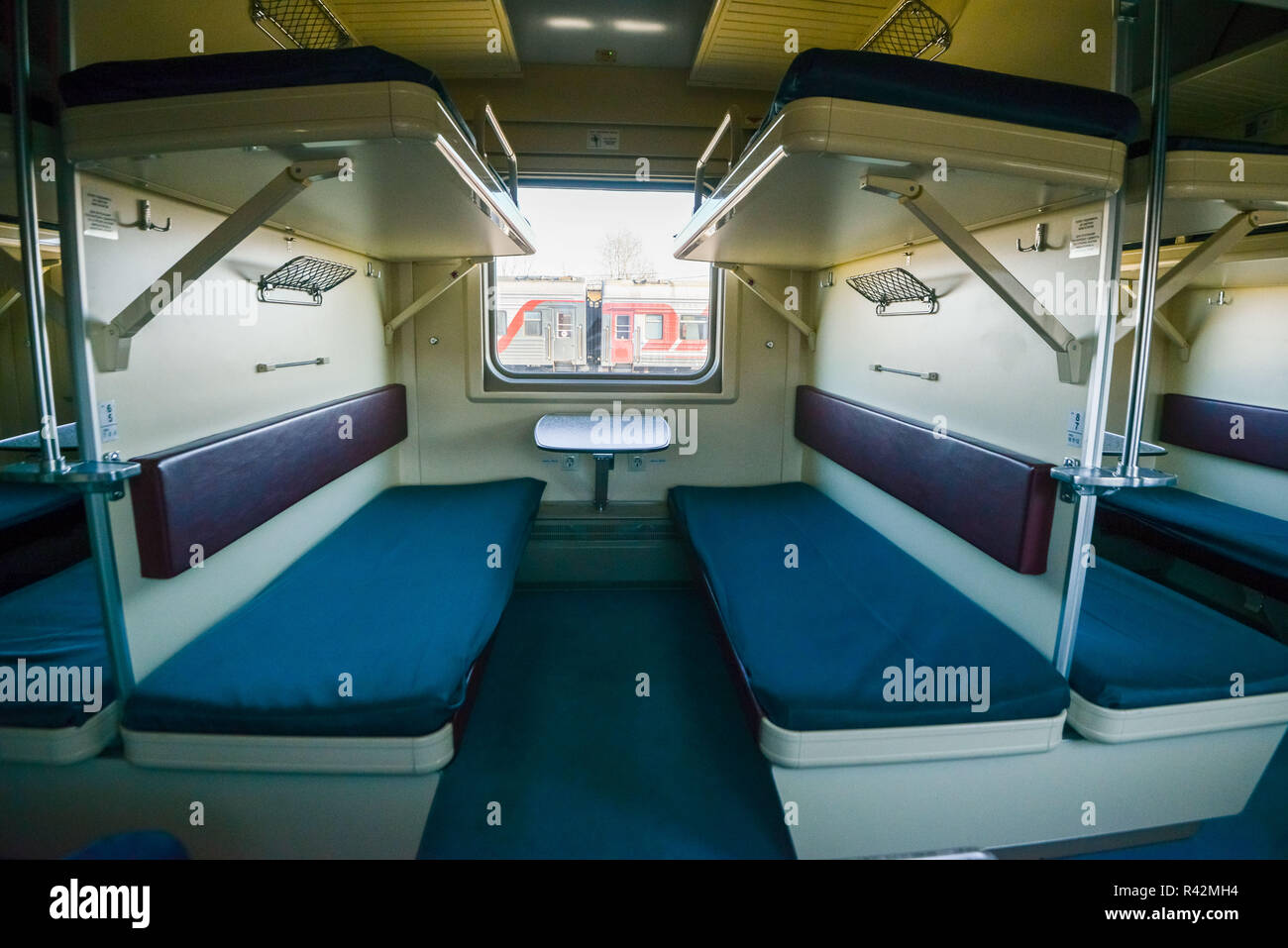 Interior of the Trans-Siberian Express train, connecting Moscow with the Russian Far East, ending in Vladivostok Stock Photo