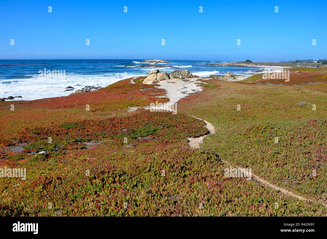 Monterey Peninsula near Pebble Beach in California, coast view towards