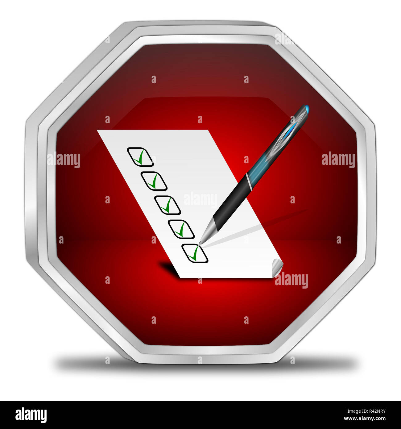 Button with check list Stock Photo - Alamy