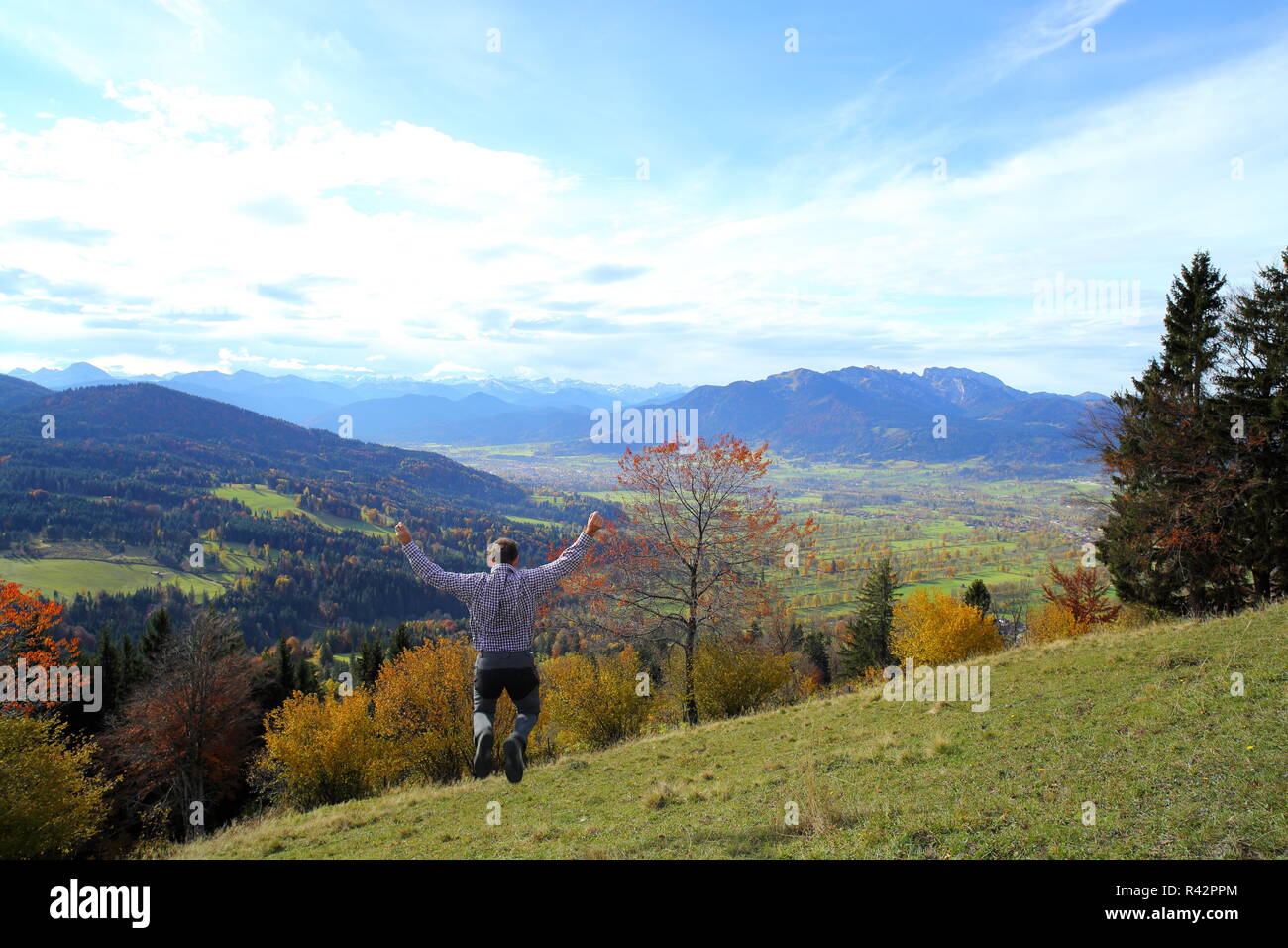 man is jumping in the air Stock Photo